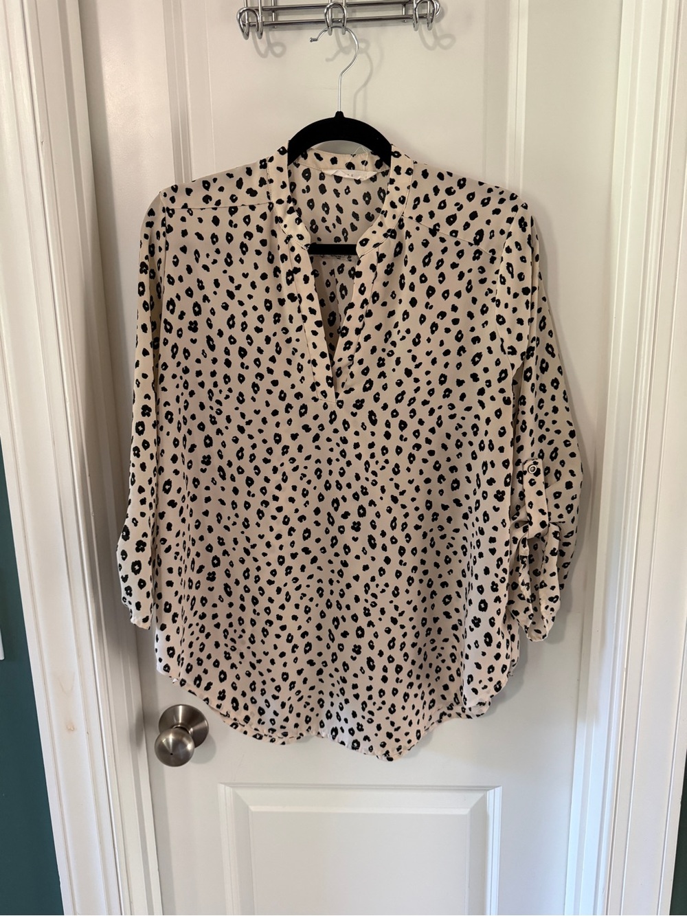 Lush Beige and Black Animal Print V-Neck Tunic